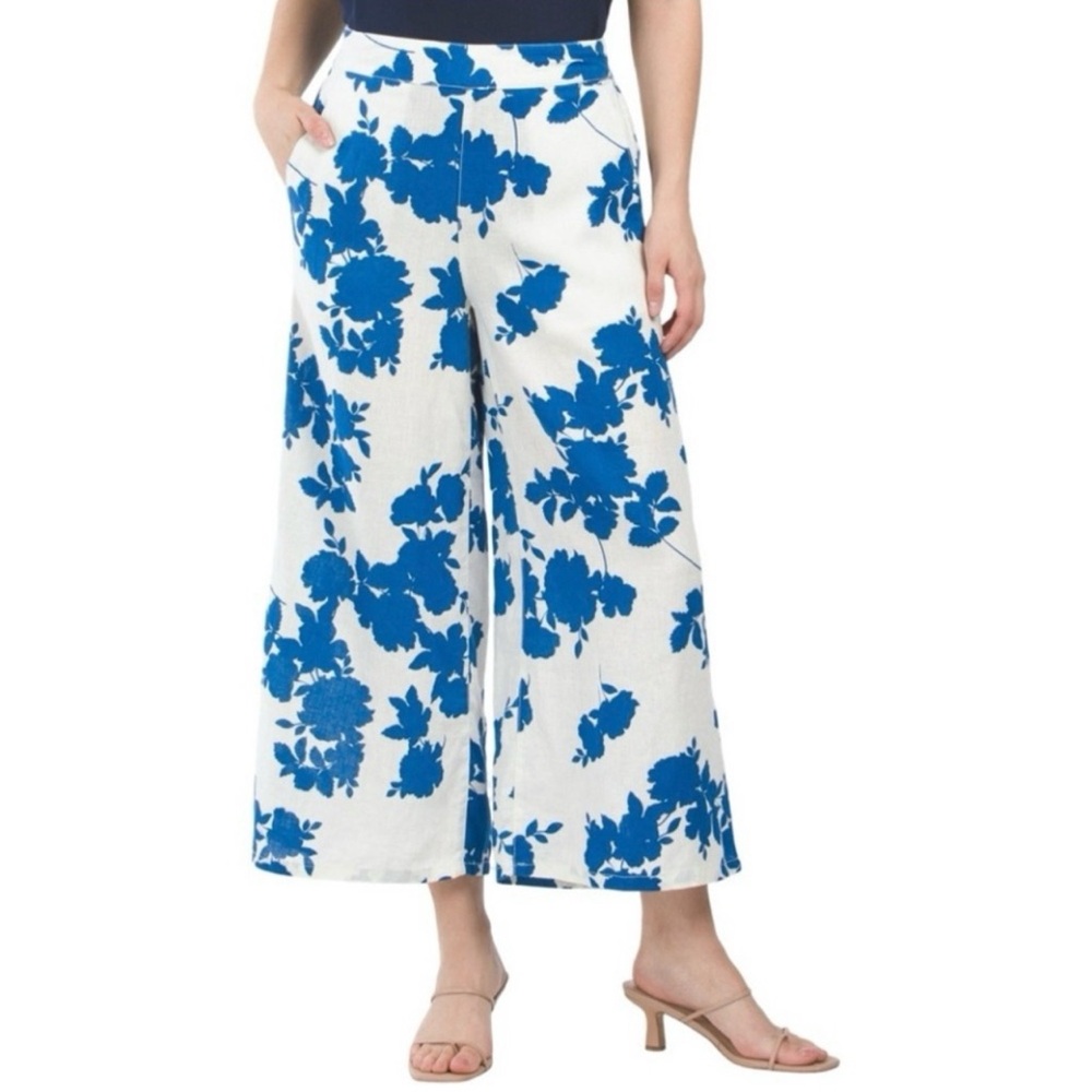 Cynthia Rowley Wide Leg Floral Linen Pants size L
